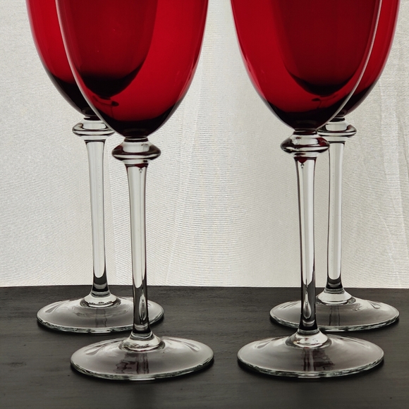 4 red 🍒♥️ crystal wine goblets | Mikasa | pattern MIC 157 - Picture 3 of 14